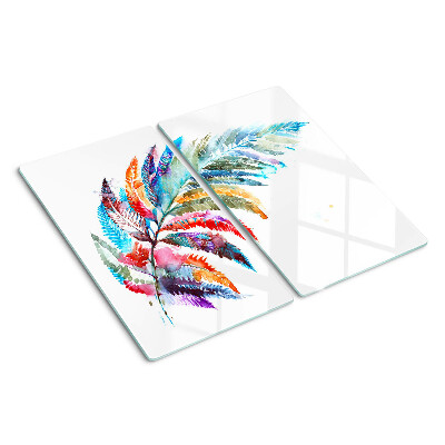 Glass chopping board Fern leaves in rainbow colors