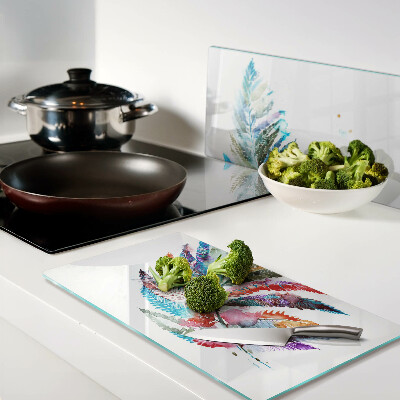 Glass chopping board Fern leaves in rainbow colors