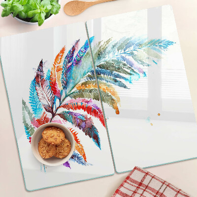 Glass chopping board Fern leaves in rainbow colors