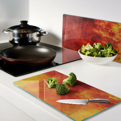 Glass chopping board Fire and flames
