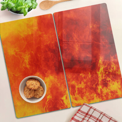 Glass chopping board Fire and flames