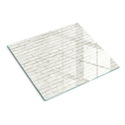 Glass chopping board Brick wall in white