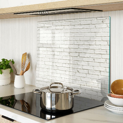 Glass chopping board Brick wall in white