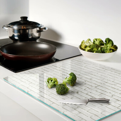 Glass chopping board Brick wall in white