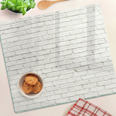 Glass chopping board Brick wall in white