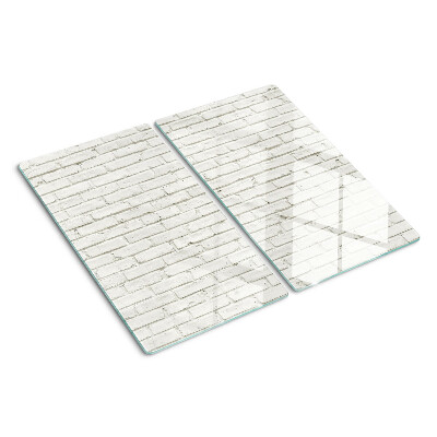 Glass chopping board Brick wall in white