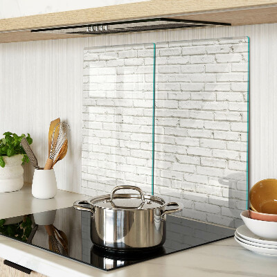 Glass chopping board Brick wall in white