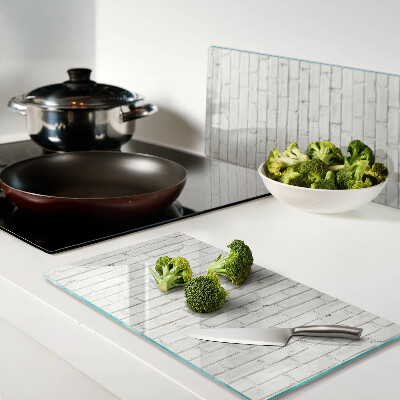 Glass chopping board Brick wall in white