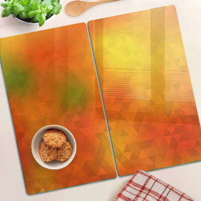 Glass kitchen board Geometry in shades of orange