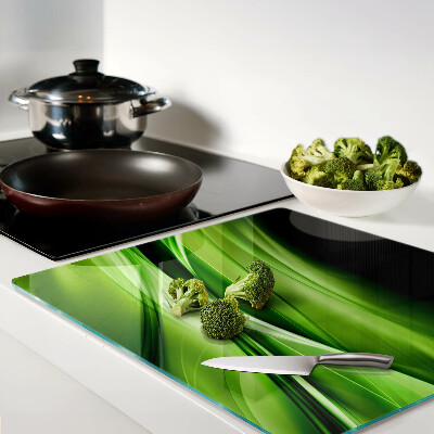 Glass kitchen board Green abstract waves