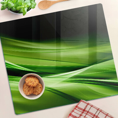 Glass kitchen board Green abstract waves