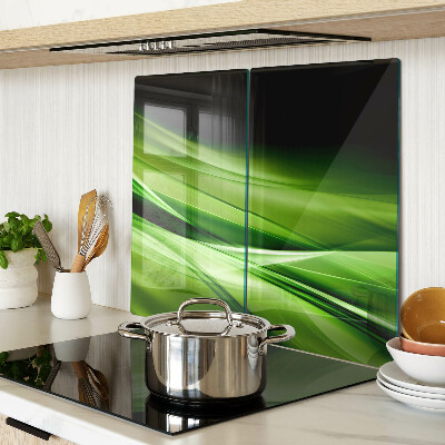 Glass kitchen board Green abstract waves