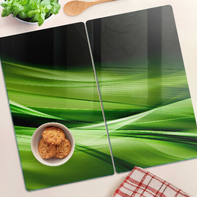 Glass kitchen board Green abstract waves