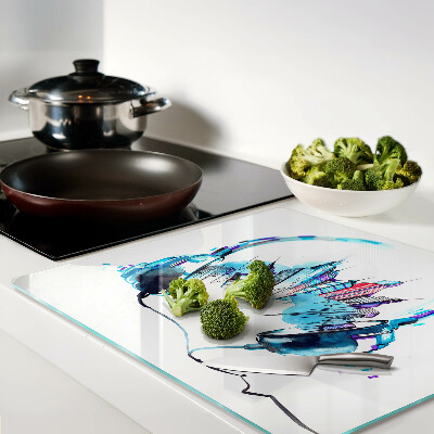 Glass chopping board Headphones with a cityscape