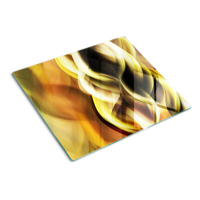 Glass kitchen board Abstract waves in shades of gold