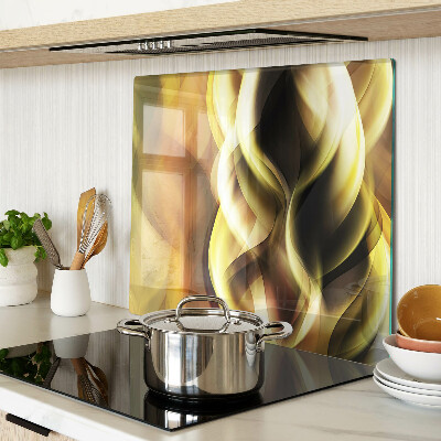Glass kitchen board Abstract waves in shades of gold