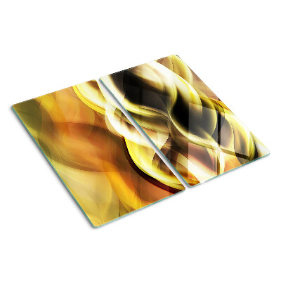 Glass kitchen board Abstract waves in shades of gold