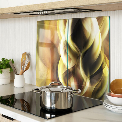 Glass kitchen board Abstract waves in shades of gold