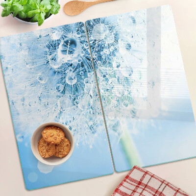 Glass kitchen board Dandelion flower with water drops