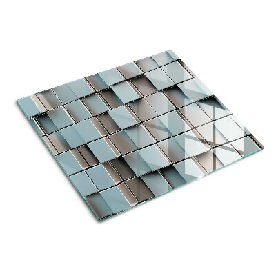 Glass kitchen board Geometric tiles in shades of blue