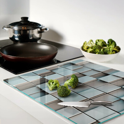 Glass kitchen board Geometric tiles in shades of blue