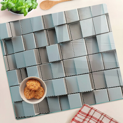 Glass kitchen board Geometric tiles in shades of blue