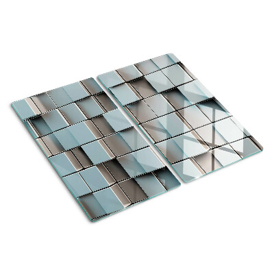 Glass kitchen board Geometric tiles in shades of blue