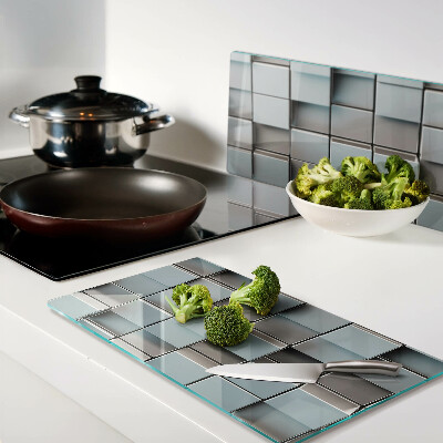 Glass kitchen board Geometric tiles in shades of blue