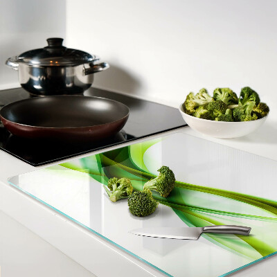 Glass kitchen board Waves in shades of green