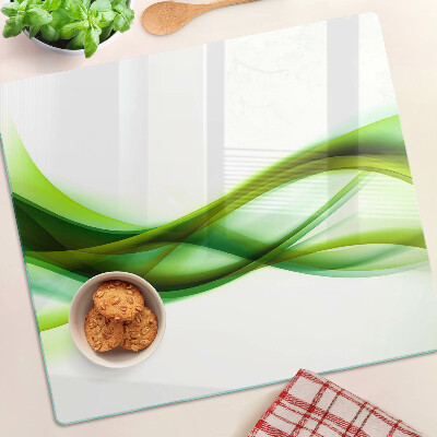 Glass kitchen board Waves in shades of green