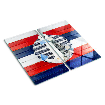 Glass kitchen board Anchor against the background of stripes