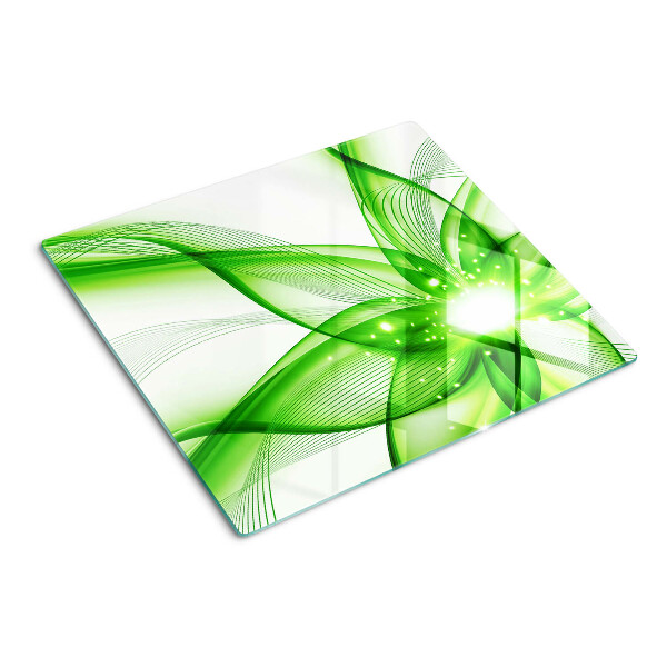 Glass chopping board Green abstract waves