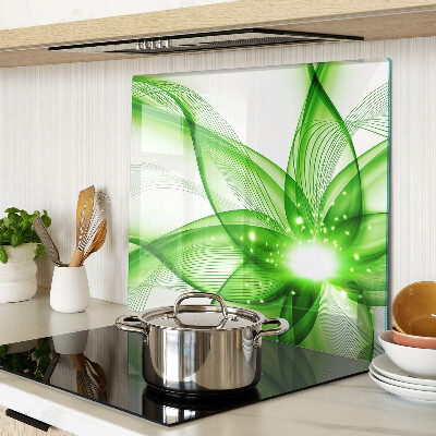 Glass chopping board Green abstract waves