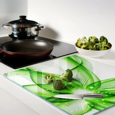 Glass chopping board Green abstract waves