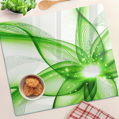 Glass chopping board Green abstract waves