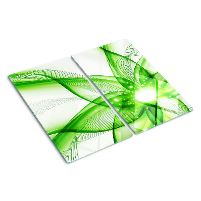 Glass chopping board Green abstract waves