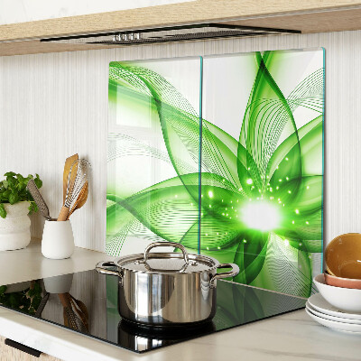 Glass chopping board Green abstract waves