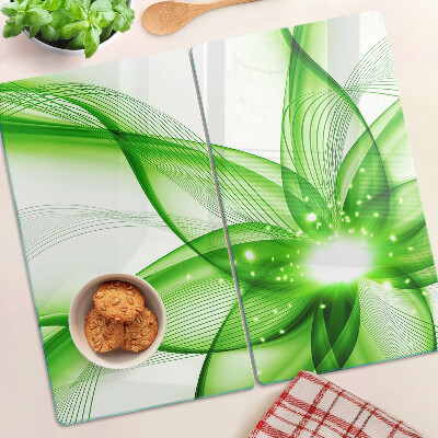 Glass chopping board Green abstract waves