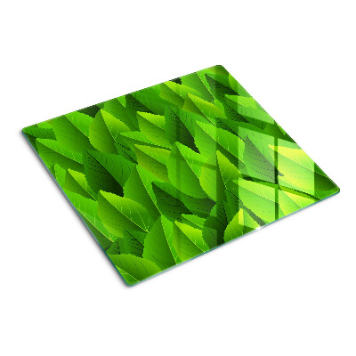 Glass kitchen board Leaves in shades of green