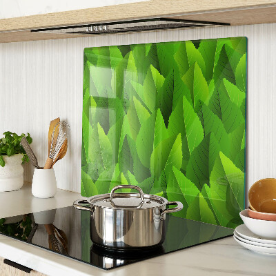 Glass kitchen board Leaves in shades of green