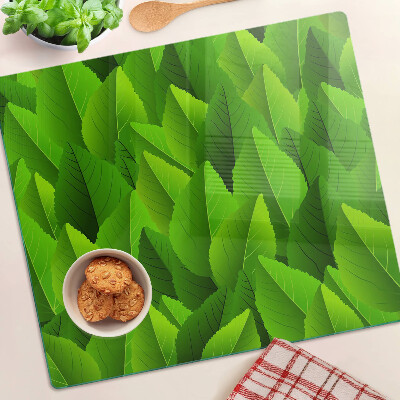 Glass kitchen board Leaves in shades of green