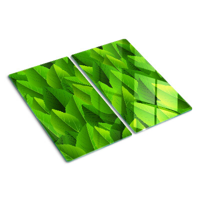 Glass kitchen board Leaves in shades of green