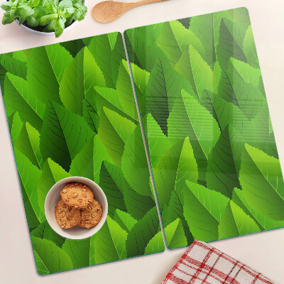 Glass kitchen board Leaves in shades of green