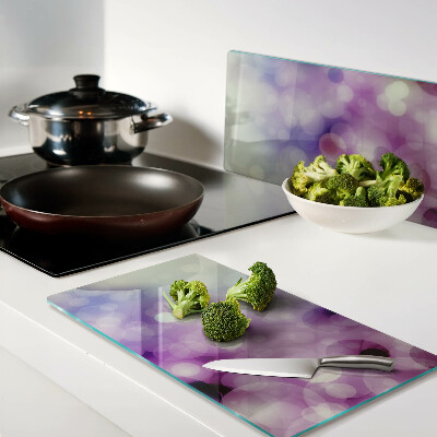 Glass kitchen board Bokeh in shades of purple and pink