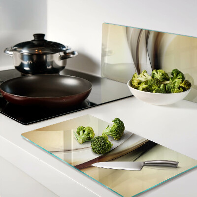 Glass chopping board Abstract waves in shades of beige