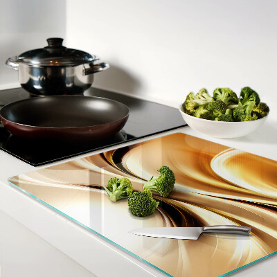 Glass chopping board Abstract waves in shades of gold