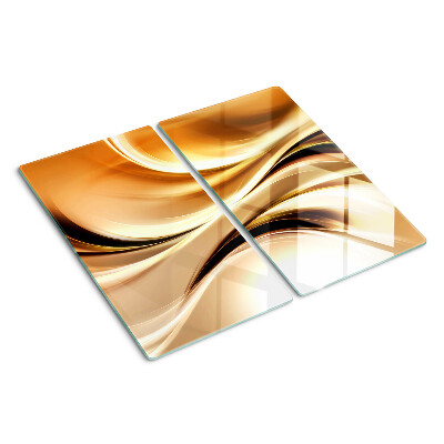 Glass chopping board Abstract waves in shades of gold