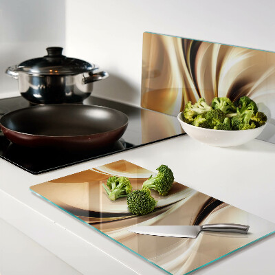 Glass chopping board Abstract waves in shades of gold