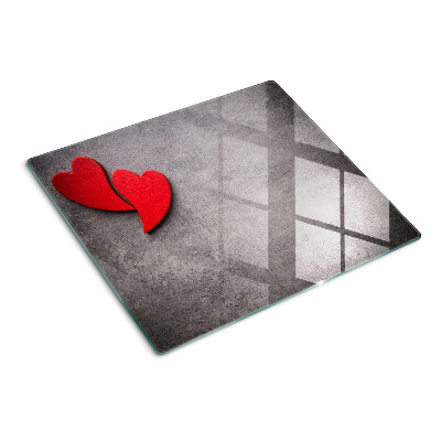 Glass chopping board Heart in the background of the window