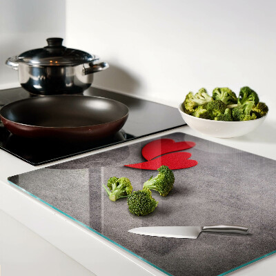 Glass chopping board Heart in the background of the window